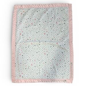 Just Born I Love You To The Moon Elephant Baby Blanket Pink White Stars Gray